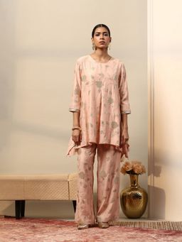Garden VARELI - Women Peach Embroidered Pure Cotton Co-Ord Set