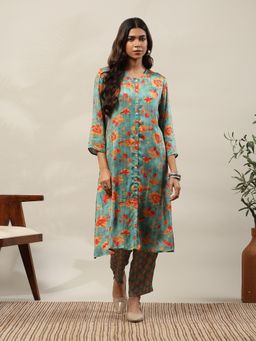 Garden VARELI - Women Green Floral Printed Modal Co-Ord Set