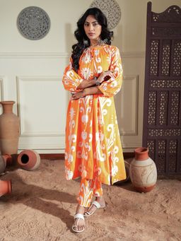 Indisangam - Orange Cotton Printed Co-Ord Set