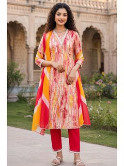 Rajnandini - Women Multicolor Viscose Rayon Shibori Printed Kurta and Pant With Dupatta