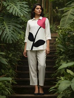 KAFTANIZE - Women White Cotton Printed Co-Ord Set