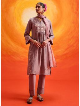 Lakshita - Women Lavender Embroidered Kurta with Pant and Dupatta