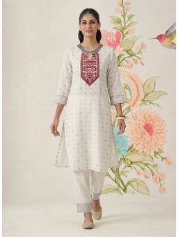 Lakshita - Women Ivory Printed Straight Kurta and Pant