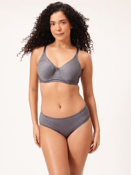 Clovia - Women Non-Padded Wired Full Figure Self-Patterned Bra & Panty