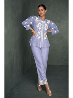 Autumnlane - Blue Saba Orchid Embroidered Co-Ord (Set of 2)
