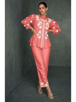 Autumnlane - Peach Saba Taffy Embroidered Co-Ord (Set of 2)