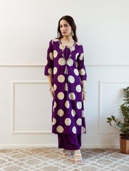 Autumnlane - Siya Purple Cotton Kurta and Palazzo (Set of 2)