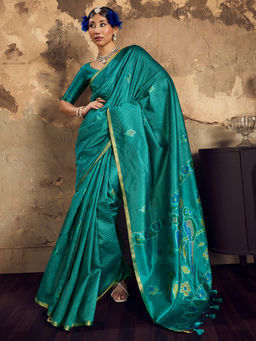 Akhilam - Pure Silk Light Blue Woven Saree With Unstitched Blouse