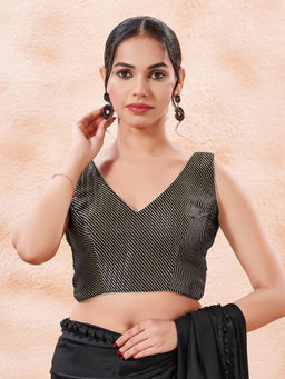 VAMAS - THE DESIGNER BLOUSES - Brocade Padded Sleeveless Stitched Blouse