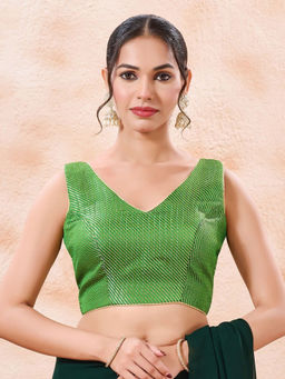 VAMAS - THE DESIGNER BLOUSES - Brocade Padded Sleeveless Stitched Blouse
