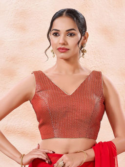 VAMAS - THE DESIGNER BLOUSES - Brocade Padded Sleeveless Stitched Blouse