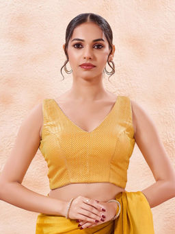 VAMAS - THE DESIGNER BLOUSES - Brocade Padded Sleeveless Stitched Blouse