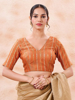 VAMAS - THE DESIGNER BLOUSES - Brocade Padded Half Sleeves Stitched Blouse