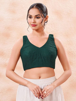 VAMAS - THE DESIGNER BLOUSES - Brocade Padded Sleeveless Stitched Blouse