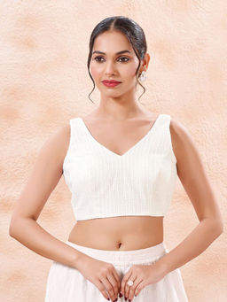 VAMAS - THE DESIGNER BLOUSES - Brocade Padded Sleeveless Stitched Blouse