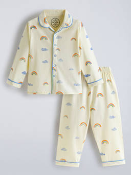 Hopscotch - Rainbow Cotton Piping Shirt With Pajama