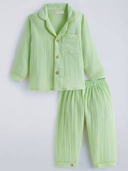 Hopscotch - Crinkled Muslin Cotton Shirt With Pajama