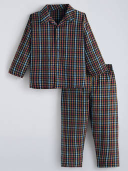Hopscotch - Cotton Checks Shirt With Pajama