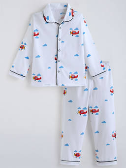 Hopscotch - Cotton All Over Print Shirt With Pajama