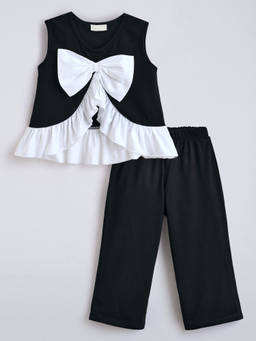 Hopscotch - Bow Applique Ruffle Pant Set