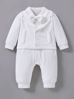 Hopscotch - Bow Applique Textured Romper
