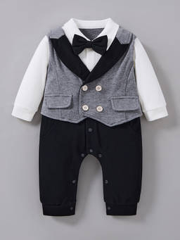 Hopscotch - Textured Bow Applique Romper
