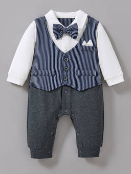Hopscotch - Striped Bow Applique Romper
