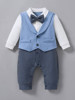 Hopscotch - Striped Bow Applique Romper