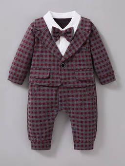 Hopscotch - Bow Applique Gingham Romper