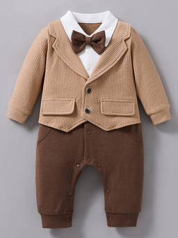 Hopscotch - Bow Applique Textured Romper