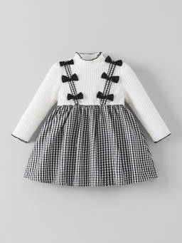 Hopscotch - Bow Applique Gingham Dress