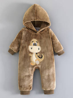 Hopscotch - Dino Embroidery Hooded Romper