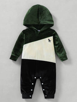 Hopscotch - Dino Embroidery Hooded Romper