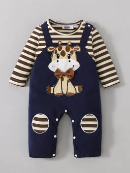 Hopscotch - Giraffe Applique Striped Romper