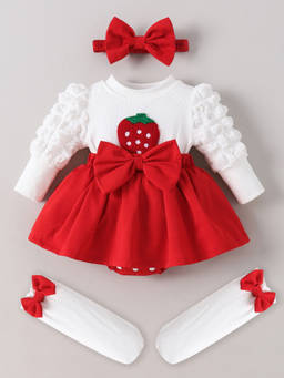 Hopscotch - Strawberry Embroidery Onesie
