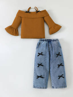 Hopscotch - Bow Applique Jeans Set