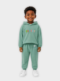 Mi Arcus - Full Sleeves Solid/Plain Sweatshirt With Joggers- Green