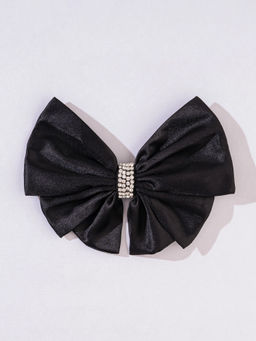 Hair Drama Co. - Satin Crystals Hair Bow Alligator Clip - Black