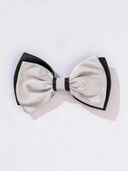 Hair Drama Co. - Dual Tone Satin Hair Bow Alligator Clip - Grey & Black
