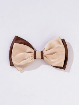 Hair Drama Co. - Dual Tone Satin Hair Bow Alligator Clip - Latte & Brown