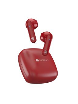 Portronics - Harmonics Twins S2 Wireless Bluetooth 5.0 Sports Earbuds with Voice Assistant (Maroon)