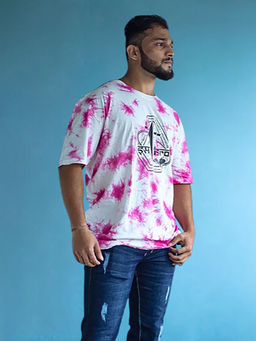 A47 - ISRO Staple Pink Tie Dye Oversized T-Shirt