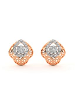 The6C - Rose Gold White Sparkling Flower Of Life Diamond Stud Earrings