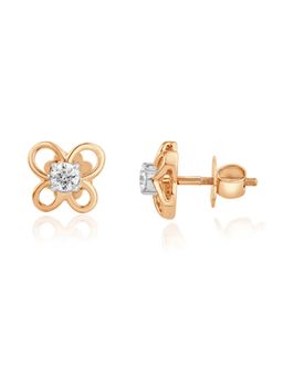 The6C - Rose Gold White Floral Wings Lab Grown Diamond Stud Earrings