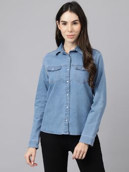 Xpose - Women Blue Denim Shacket
