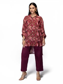 TAMISKA BY NARENDRA KUMAR - Cranberry Geometric Print Tunic