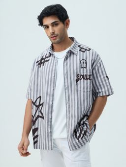 The Souled Store - Originals: Graffiti Men Grey Oversized Shirt
