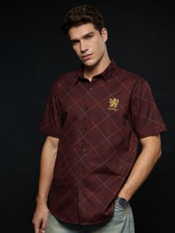 The Souled Store - Official Harry Potter: Gryffindor Argyle Men Brown Shirt