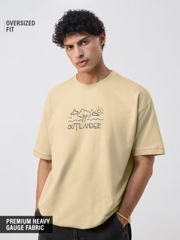 The Souled Store - Originals: Outlander Men Cream Oversized T-Shirt