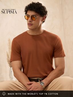 The Souled Store - Originals Supima: Sweet Biscuit Men Brown T-Shirt